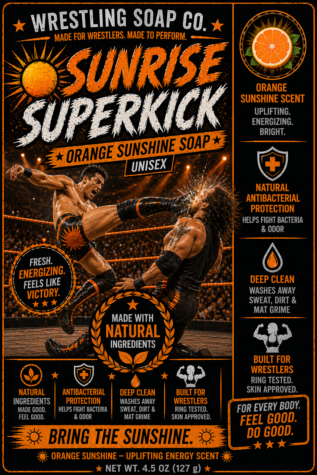 Sunrise Superkick — Bold Orange Scented Artisan Wrestling Soap by Official Wrestling Soap
