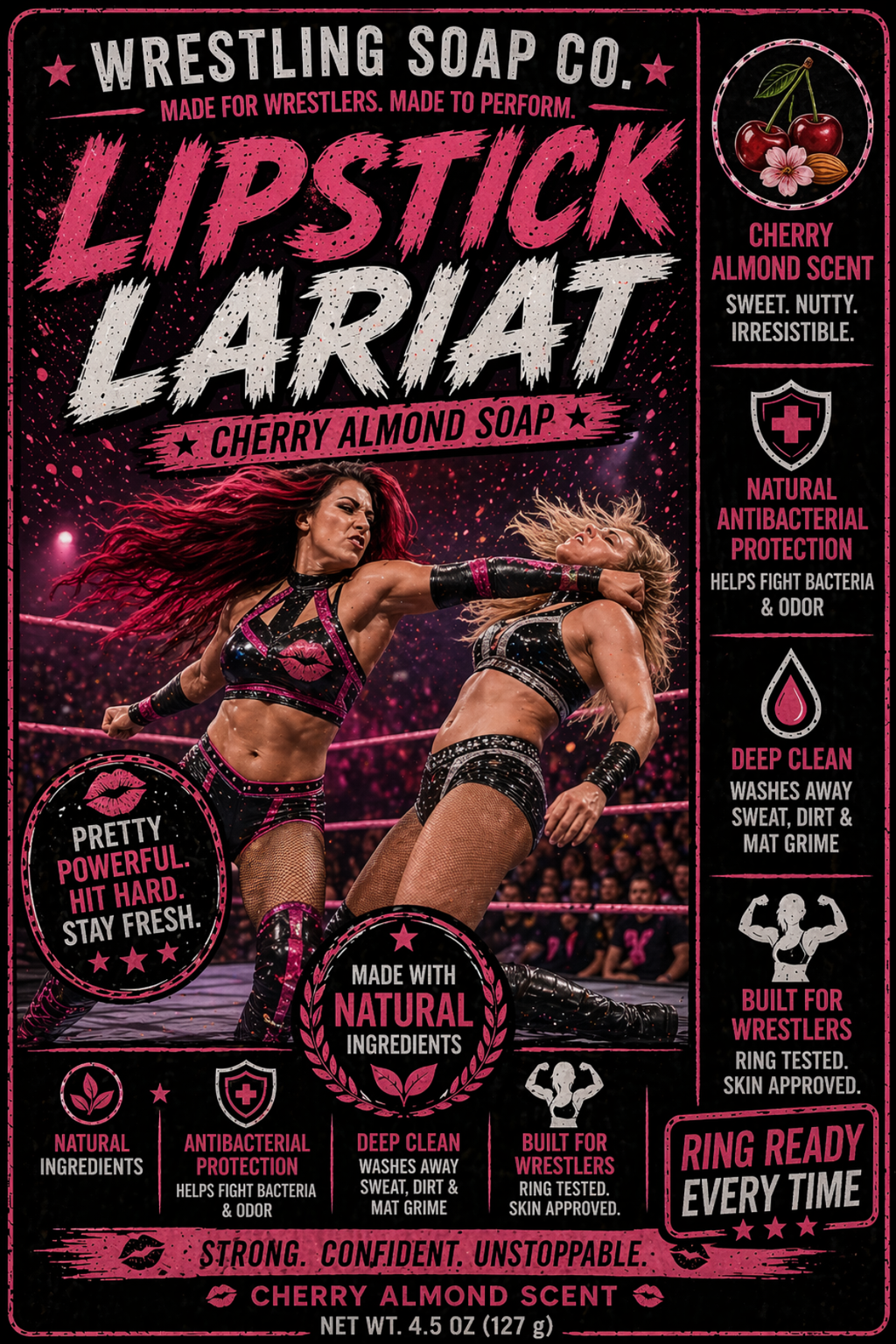 Lipstick Lariat — Cherry Almond Artisan Soap Gift for Women Who Wrestle