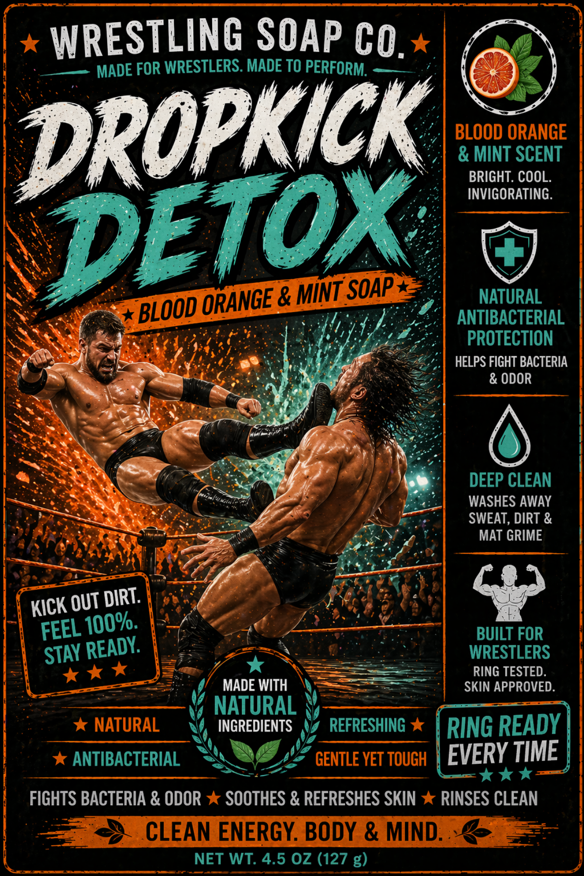 Dropkick Detox — Blood Orange & Mint Scented Artisan Wrestling Soap