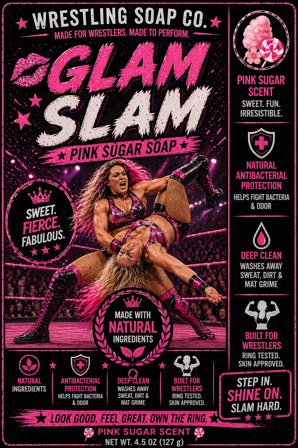 Glam Slam — Luxury Pink Sugar Scented Artisan Wrestling Soap