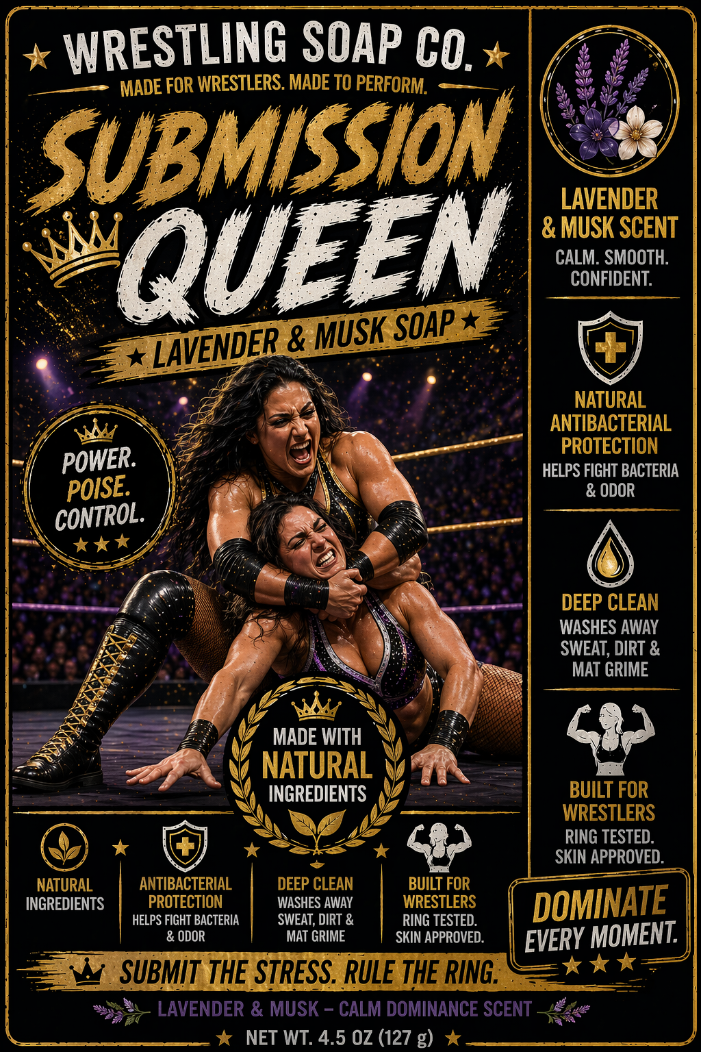 Submission Queen - Lavender Musk Artisan Wrestling Soap for Women