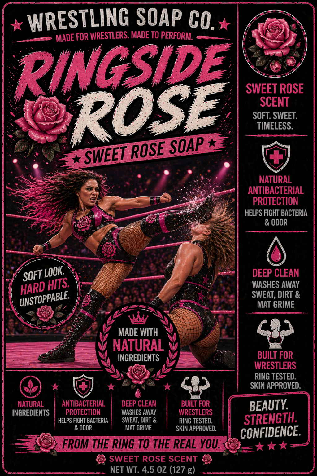 Ringside Rose — Rose Scented Artisan Wrestling Soap