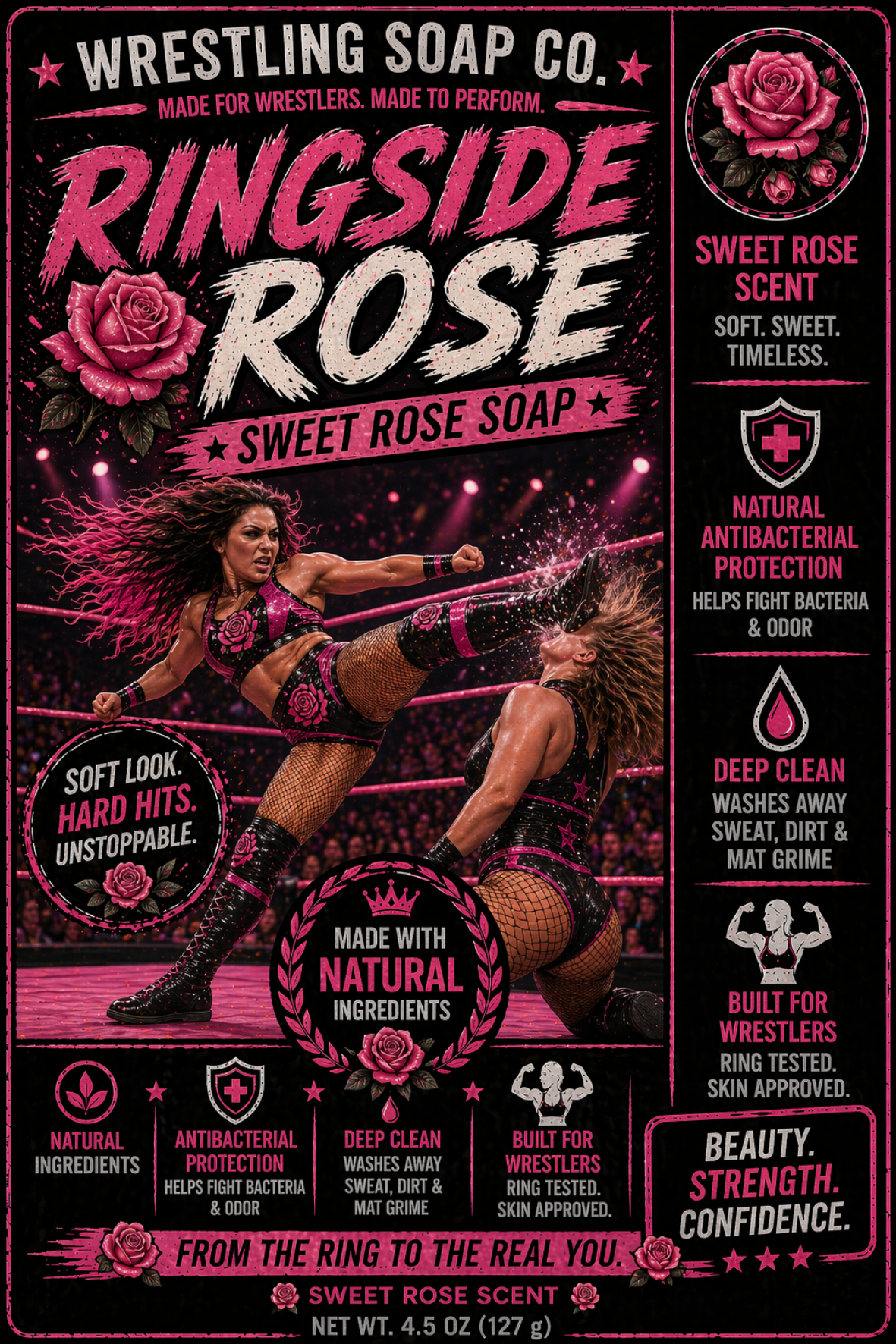 Ringside Rose — Rose Scented Artisan Wrestling Soap